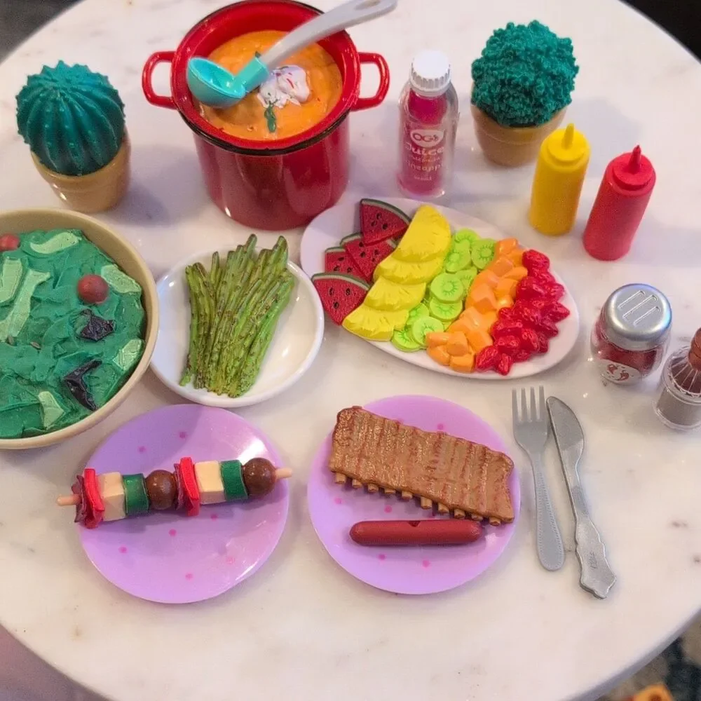 Dollhouse Miniatures Food & Drinks Lot Kitchen Cutlery Set Summer Outdoor Dinner